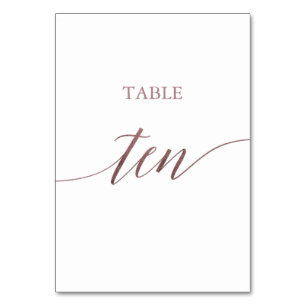 Elegante Rose Gold Calligraphy Table 10 Tischnummer