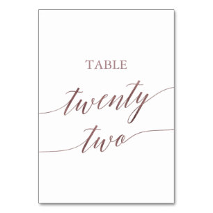 Elegante Rose Gold Calligraphy Table 22 Tischnummer