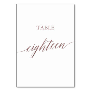 Elegante Rose Gold Calligraphy Table Achtzehn Tischnummer