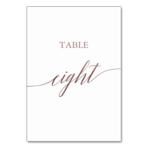 Elegante Rose Gold Calligraphy Table Aight Tischnummer