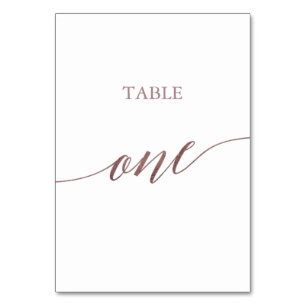 Elegante Rose Gold Calligraphy Table One Tischnummer