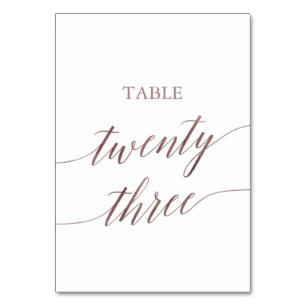 Elegante Rose Gold Calligraphy Table Tischnummer