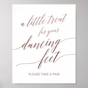 Elegante Rose Gold Calligraphy Tanzfeet Sign Poster