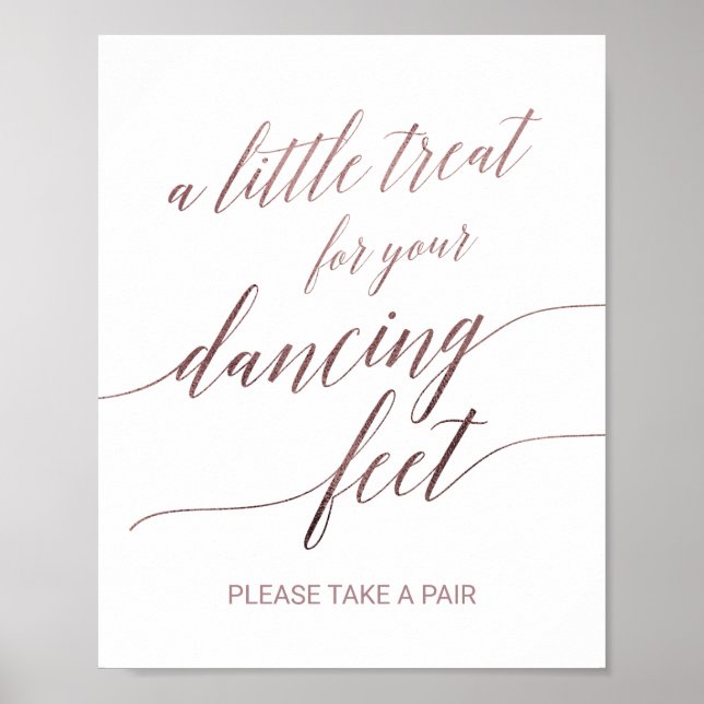 Elegante Rose Gold Calligraphy Tanzfeet Sign Poster (Vorne)