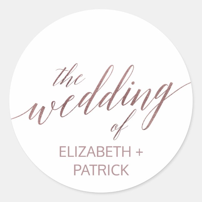 Elegante Rose Gold Calligraphy Umschlag Aufkleber (Vorderseite)