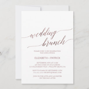 Elegante Rose Gold Calligraphy Wedding Brunch Einladung