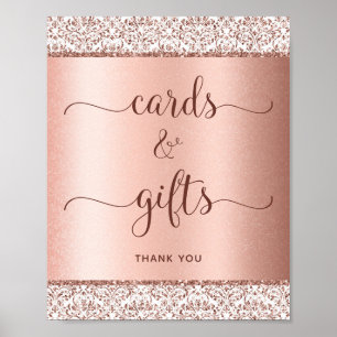 Elegante Rose Gold Calligraphy Wedding Cards Gesch Poster