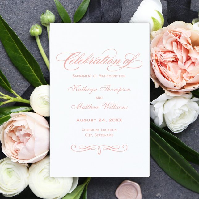 Elegante Rose Gold Calligraphy Wedding Programs (Von Creator hochgeladen)