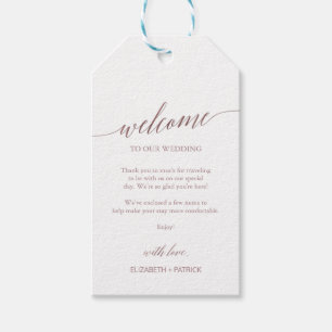 Elegante Rose Gold Calligraphy Wedding Willkommen Geschenkanhänger