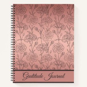 Elegante Rose Gold Carnation Dankesblatt Notizbuch