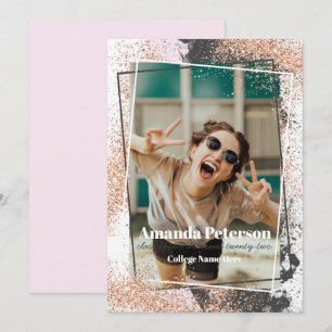 Elegante Rose Gold Confetti Abschluss Ankündigung