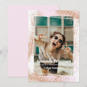 Elegante Rose Gold Confetti Abschluss Ankündigung