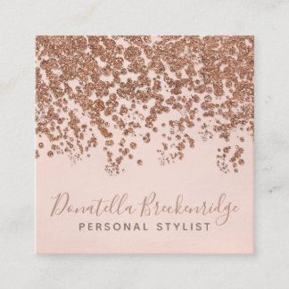 Elegante Rose Gold Confetti Beruflich Quadratische Visitenkarte