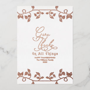 Elegante Rose-Gold-"Danke sagen"-Schriftfamilienfo Folien Feiertagskarte