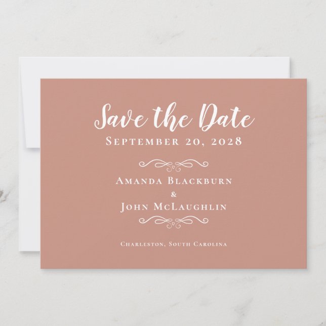 Elegante Rose Gold Delikate Romantische Kalligraph Save The Date (Vorderseite)