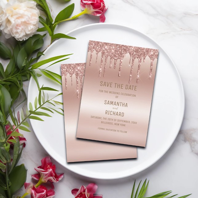 Elegante Rose Gold Diamant Glitzer Save The Date (Von Creator hochgeladen)