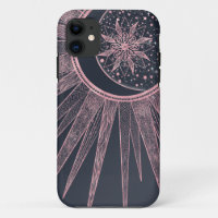 Elegante Rose Gold Doodles Sun Moon Mandala Design