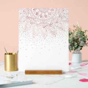 Elegante Rose Gold Dots Mandala Acrylschild