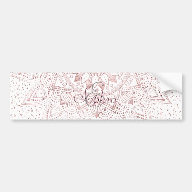 Elegante Rose Gold Dots Mandala Autoaufkleber (Vorne)