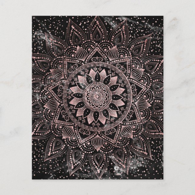 Elegante Rose Gold Dots Mandala Marmor Flyer (Vorne)