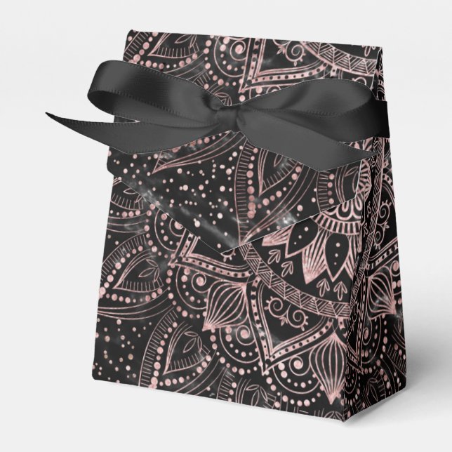 Elegante Rose Gold Dots Mandala Marmor Geschenkschachtel (Vorderseite)