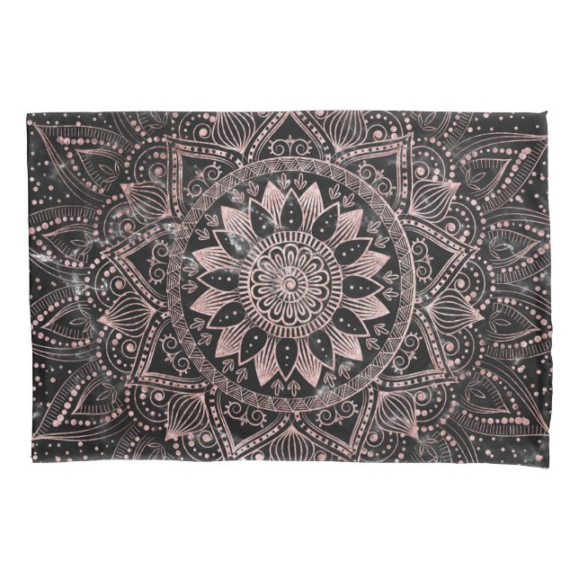 Elegante Rose Gold Dots Mandala Marmor Kissenbezug (Vorderseite)
