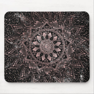 Elegante Rose Gold Dots Mandala Marmor Mousepad