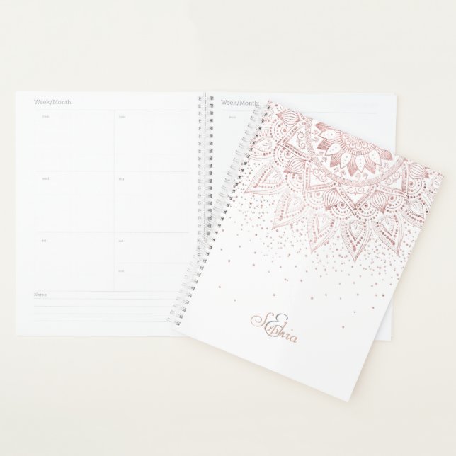 Elegante Rose Gold Dots Mandala Planer (Anzeige)
