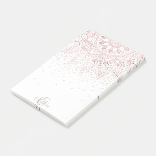 Elegante Rose Gold Dots Mandala Post-it Klebezettel