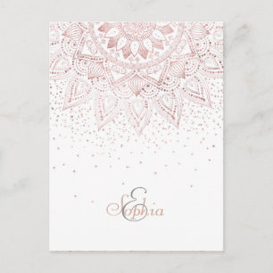 Elegante Rose Gold Dots Mandala Postkarte