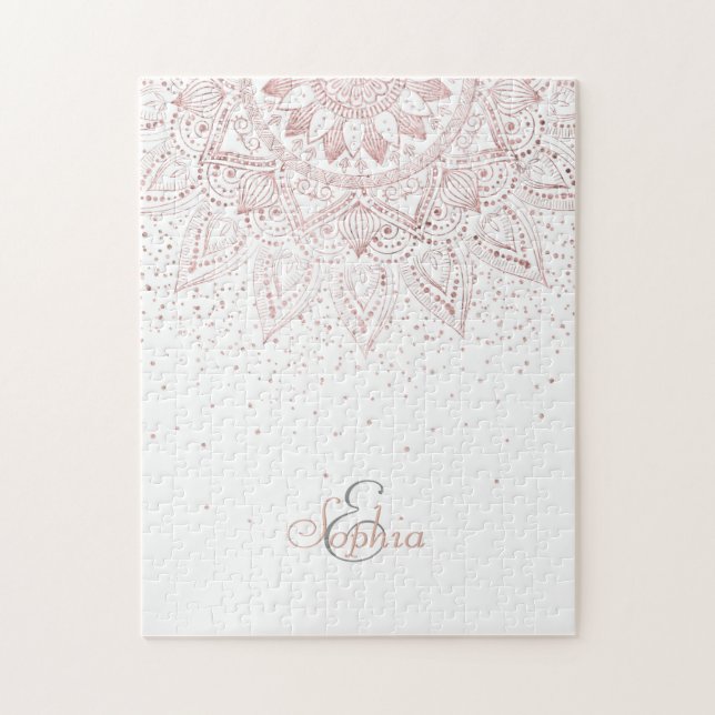 Elegante Rose Gold Dots Mandala Puzzle (Vertikal)