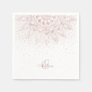 Elegante Rose Gold Dots Mandala Serviette