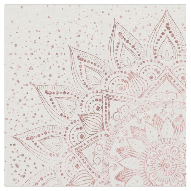 Elegante Rose Gold Dots Mandala Stoff (Nahaufnahme)