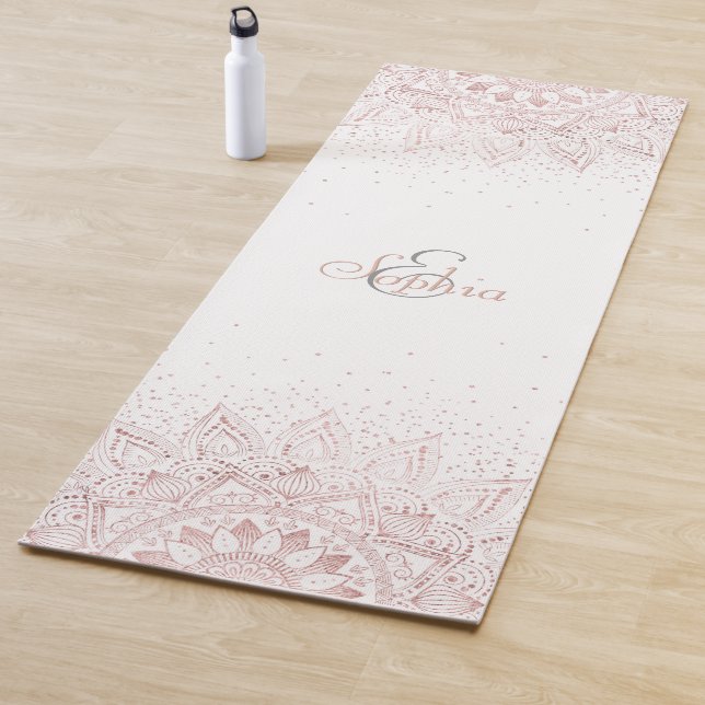 Elegante Rose Gold Dots Mandala Yogamatte (Beispiel)