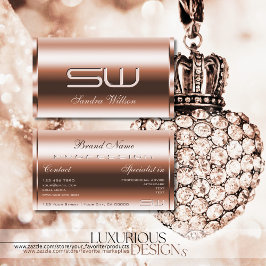 Elegante Rose Gold Effect Imitate 3D Optics Monogr Visitenkarte