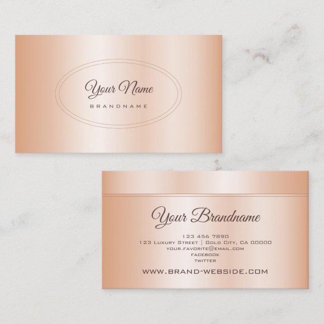 Elegante Rose Gold Effect Template Beruflich Visitenkarte (Vorne/Hinten)