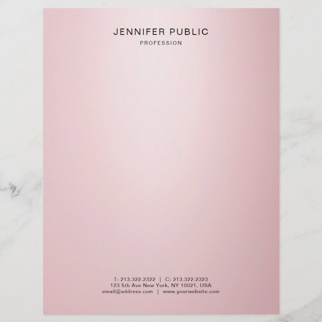 Elegante Rose Gold Einfaches Template Modernes Des Briefbogen (Vorderseite)