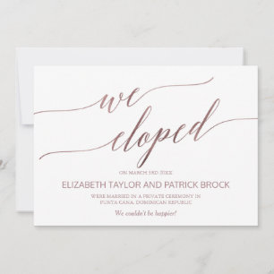 Elegante Rose Gold Elopement Ankündigung