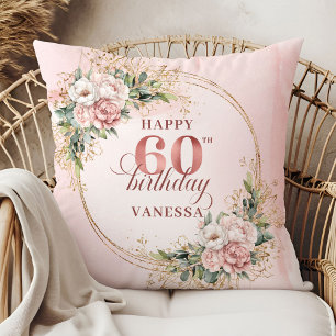 Elegante Rose-Gold-Eukalyptus-Gestaltung zum 60. G Kissen