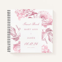 Elegante Rose Gold Floral Wedding Gästebuch Notizbuch