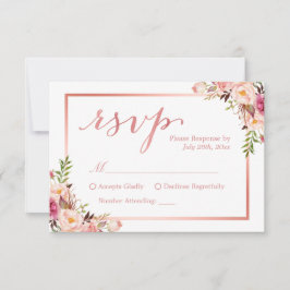 Elegante Rose Gold Floral Wedding RSVP Antwort