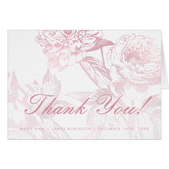 Elegante Rose Gold Floral Wedding Vielen Dank (Vorderseite (Horizontal))
