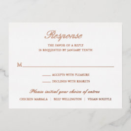 Elegante Rose Gold Foil Formal Wedding RSVP Card Folie Einladungspostkarte