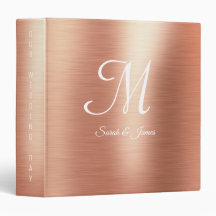 Elegante Rose Gold Foil Script Monogram Wedding
