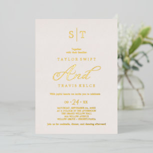 Elegante Rose Gold Folie   Brautmonogramm-Hochzeit Folieneinladung