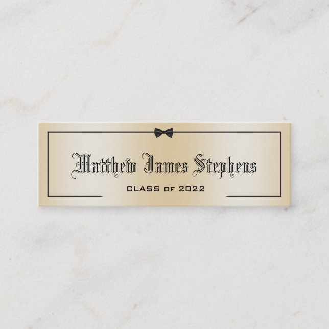 Elegante Rose Gold Formal Abschluss Name Card Telefonnummerkarte (Vorderseite)
