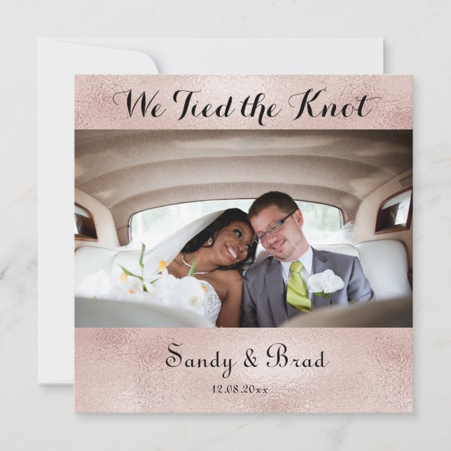 Elegante Rose Gold Foto Hochzeit Ankündigung (Vorderseite)