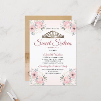 Elegante Rose Gold Foto Sweet 16 Einladung