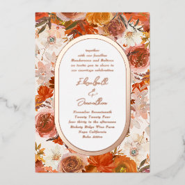 Elegante Rose Gold Frame Floral Überfluss Hochzeit Folieneinladung