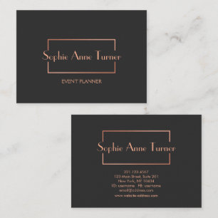 Elegante Rose Gold gebrochen Rahmen Dunkelgrau Visitenkarte